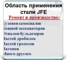 Область применения стали JFE